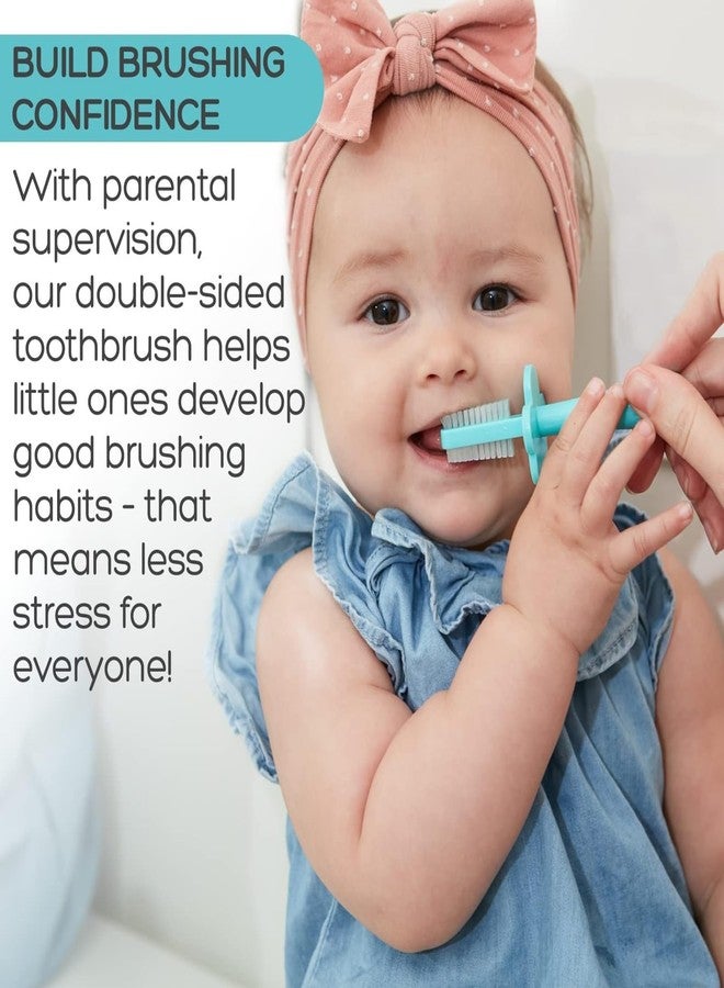 grabease Double-Sided Training Toothbrush - Toothbrush for Toddlers 1-3 with Soft Silicone Bristles & Anti-Choke Shield - Ergonomic Dual-Sided Design for Motor Skills - 1 Count, Mint, 12mo+ - Image 3